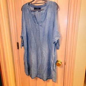 Blue Rain Misses sz L Jean shirt Dress Cold Shoulder